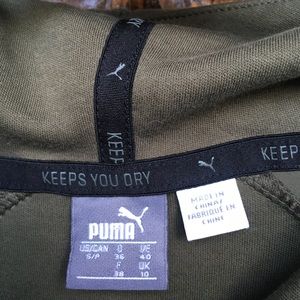 Puma Women's Size Small Olive Green Hooded Jacket Pull-On Hoodie